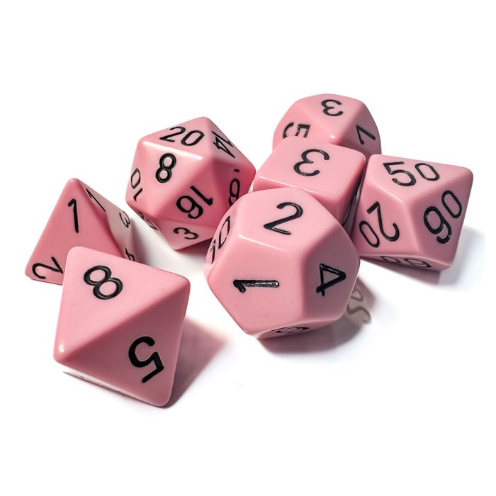 7-set Opaque Polyhedral Pastel Pink/black