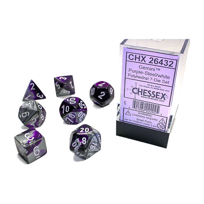 7-Set Cube Gemini Purple and Steel with White