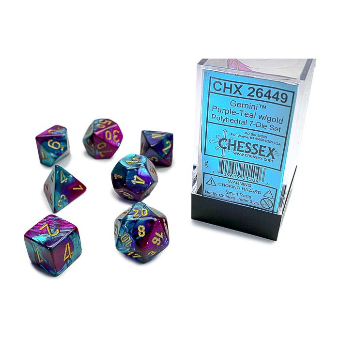 7-Set Cube Gemini Purple and Teal with Gold
