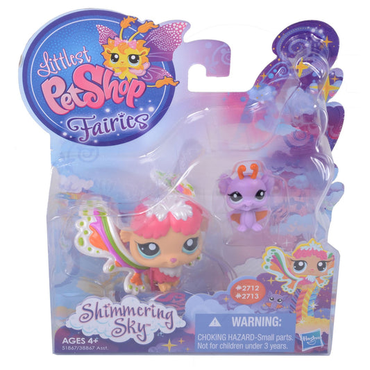 Littlest Pet Shop Fairies Shimmering Sky Rain Prism Fairy & Bat Figure 2-Pack