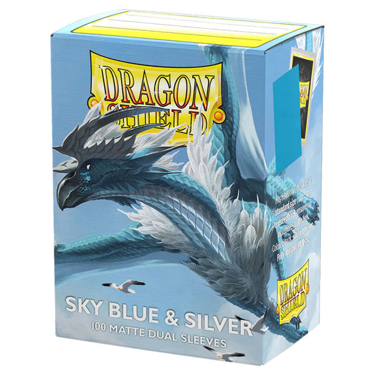 Deck Protector: Dual Matte: Sky Blue & Silver (100)