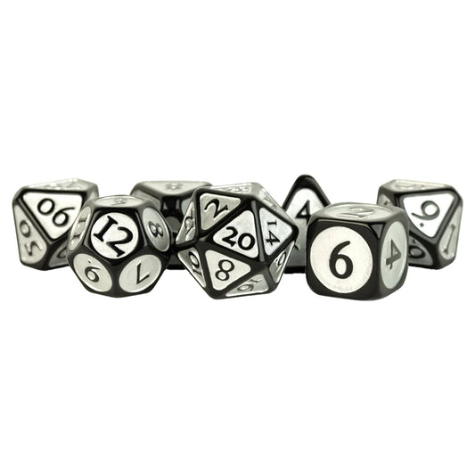 7-Set: Acrylic: 16mm: Black w/ Silver Enamel