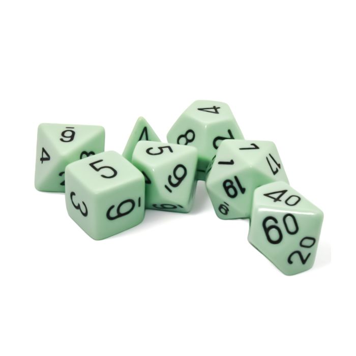 7-set Opaque Polyhedral Pastel Green/black