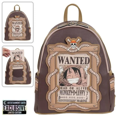 Loungefly One Piece Wanted Dead or Alive Monkey D. Luffy Mini-Backpack Entertainment Earth Exclusive