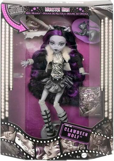 Monster High Reel Drama Doll, Clawdeen Wolf in Black and White