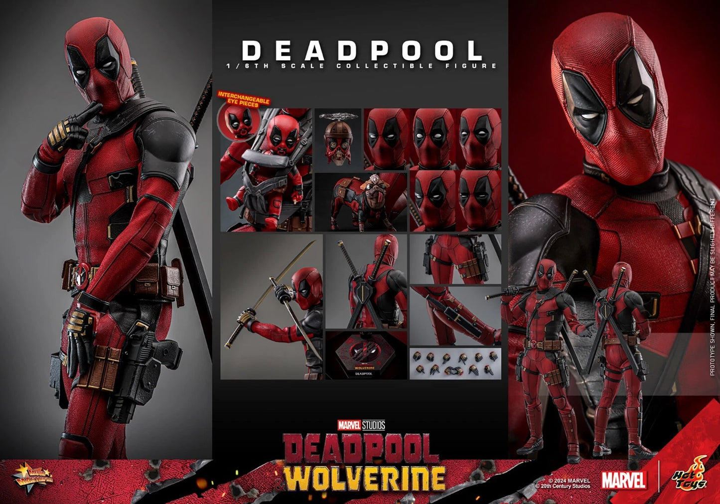 Hot Toys Deadpool Marvel Comics Deadpool & Wolverine 1:6 Scale Figure MMS746