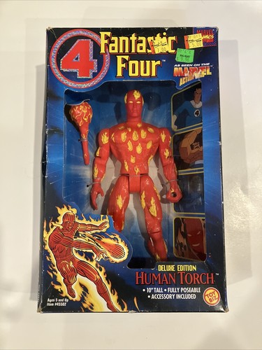 Fantastic Four Deluxe Edition Human Torch 1994 Marvel Sealed 10'' ToyBiz