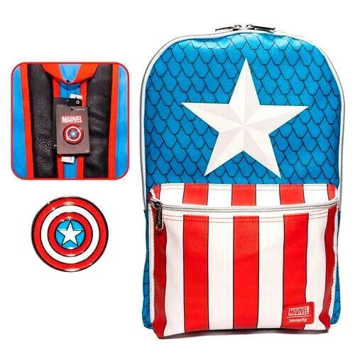 Captain America Cosplay Backpack with Pin Set - Entertainment Earth Exclusive